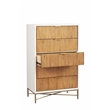 Pemberly Row Wood 5 Drawer Chest in White Mahogany with Gold Details