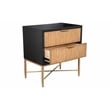 Pemberly Row Larsen 2 Drawer Nightstand in Black Finish with Gold Accents