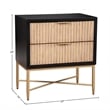 Pemberly Row Larsen 2 Drawer Nightstand in Black Finish with Gold Accents