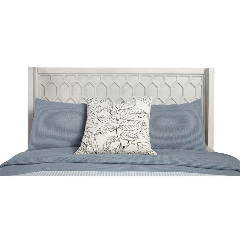 Pemberly Row Denver Standard King Wood Bed in Light Gray with Mahogany Design