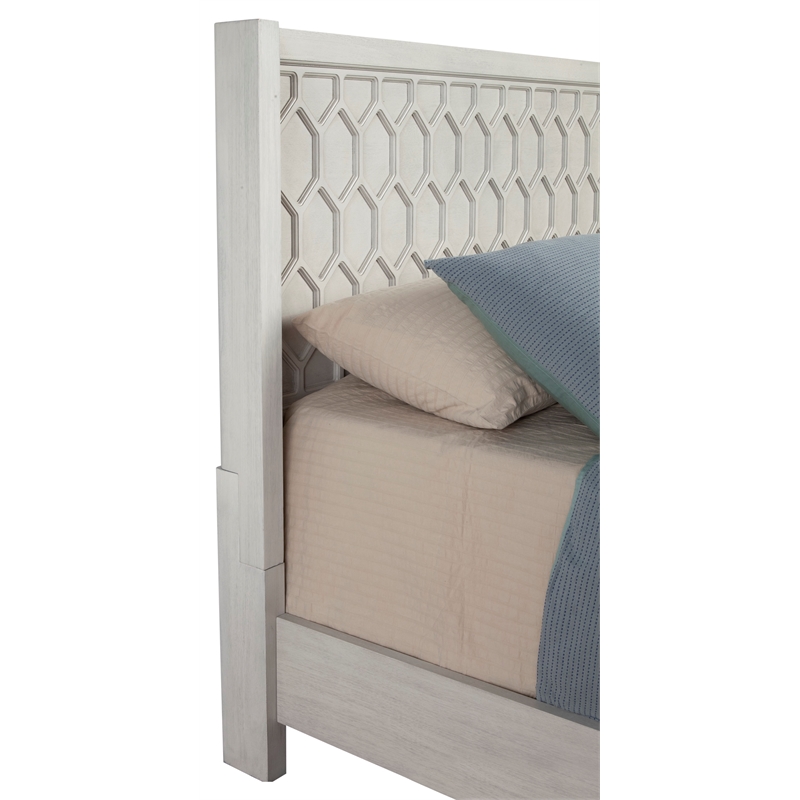 Pemberly Row Denver Standard King Wood Bed in Light Gray with Mahogany Design