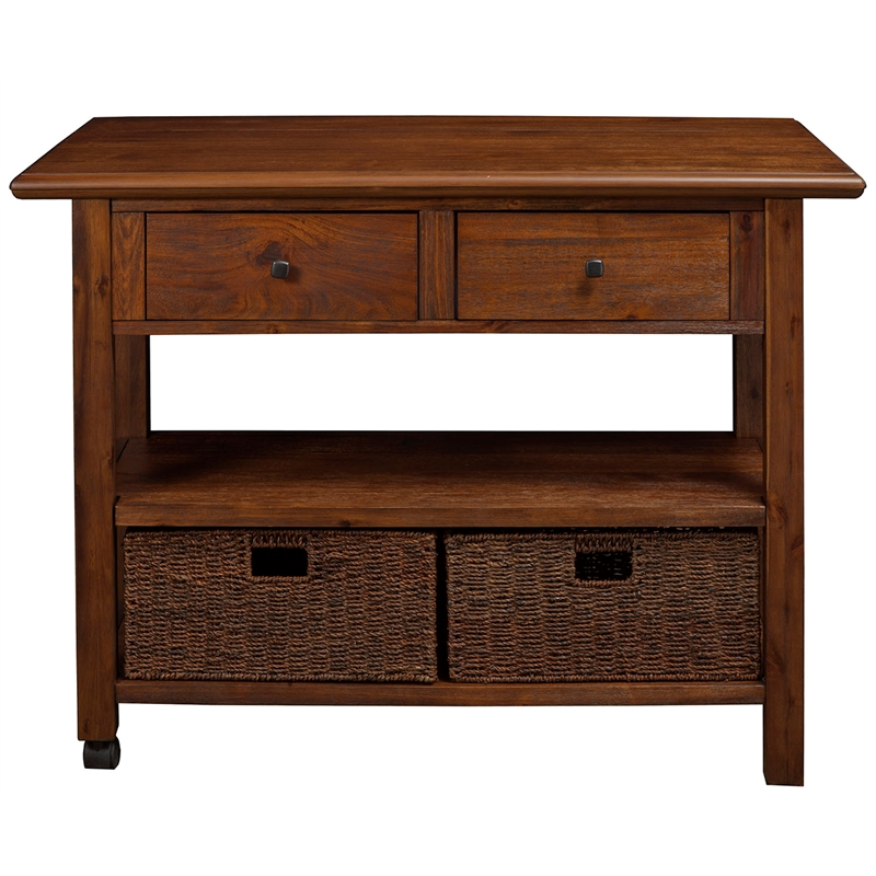Pemberly Row Caldwell Wood Kitchen Cart in Antique Cappuccino Finish