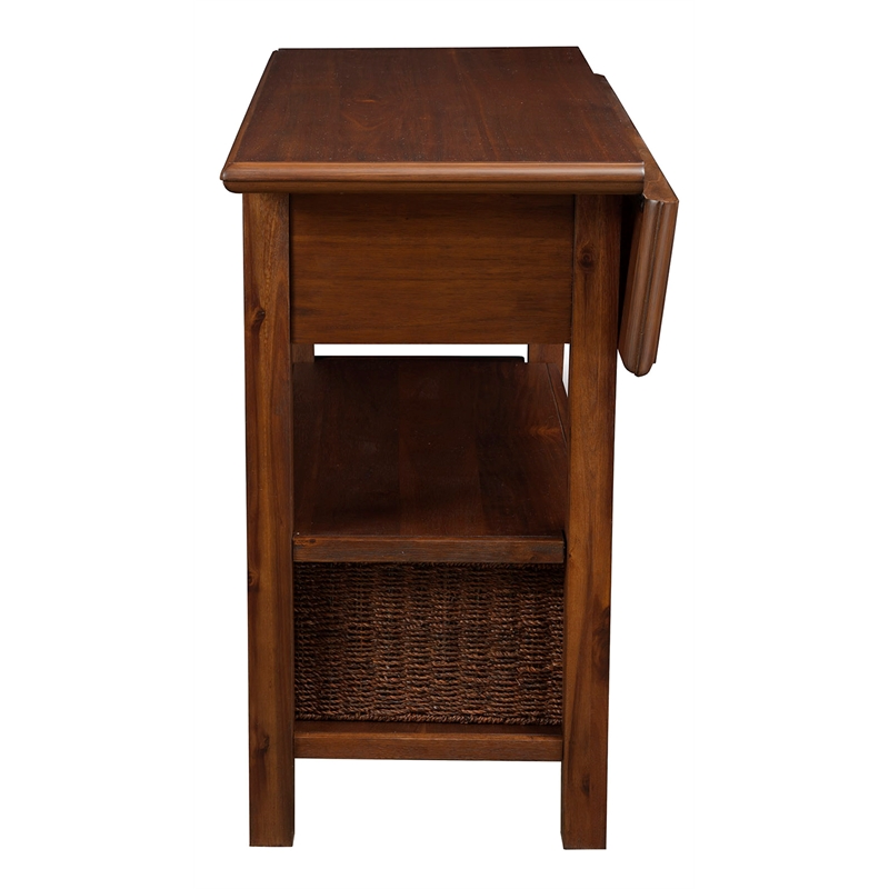 Pemberly Row Caldwell Wood Kitchen Cart in Antique Cappuccino Finish