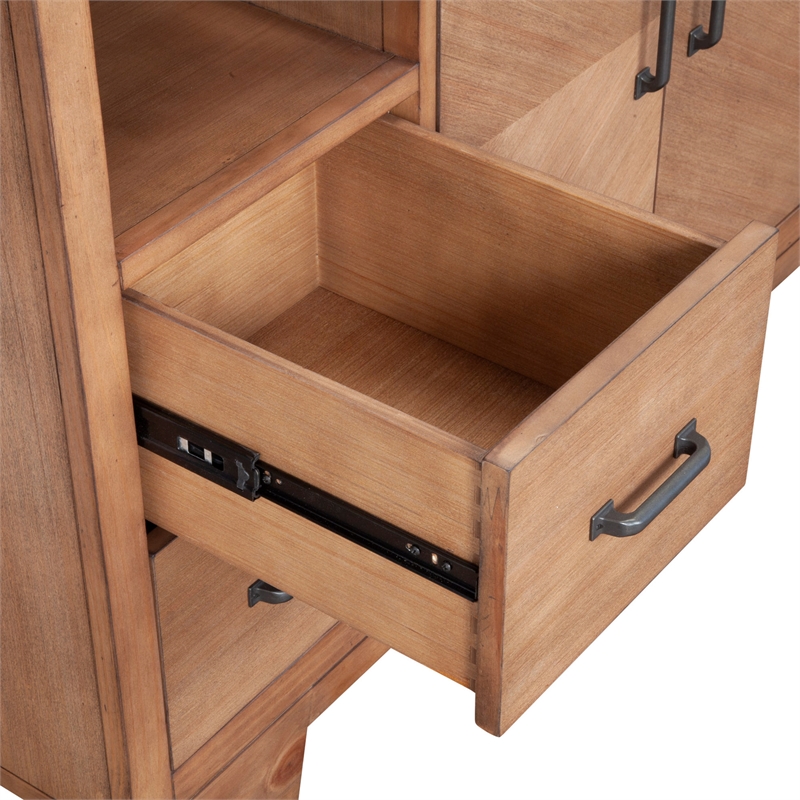 Pemberly Row Solid Pine Sideboard in Natural Finish with 4 Drawers