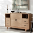 Pemberly Row Solid Pine Sideboard in Natural Finish with 4 Drawers