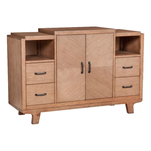 Pemberly Row Solid Pine Sideboard in Natural Finish with 4 Drawers