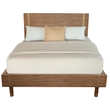 Pemberly Row Eaton King Wood Platform Bed with Mahogany Veneer in Sand Beige