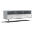 Pemberly Row Saige Wood TV Console with 3 Drawers in Weathered White Gray