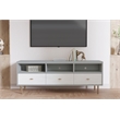 Pemberly Row Saige Wood TV Console with 3 Drawers in Weathered White Gray