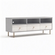 Pemberly Row Saige Wood TV Console with 3 Drawers in Weathered White Gray