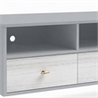 Pemberly Row Saige Wood TV Console with 3 Drawers in Weathered White Gray