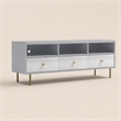 Pemberly Row Saige Wood TV Console with 3 Drawers in Weathered White Gray