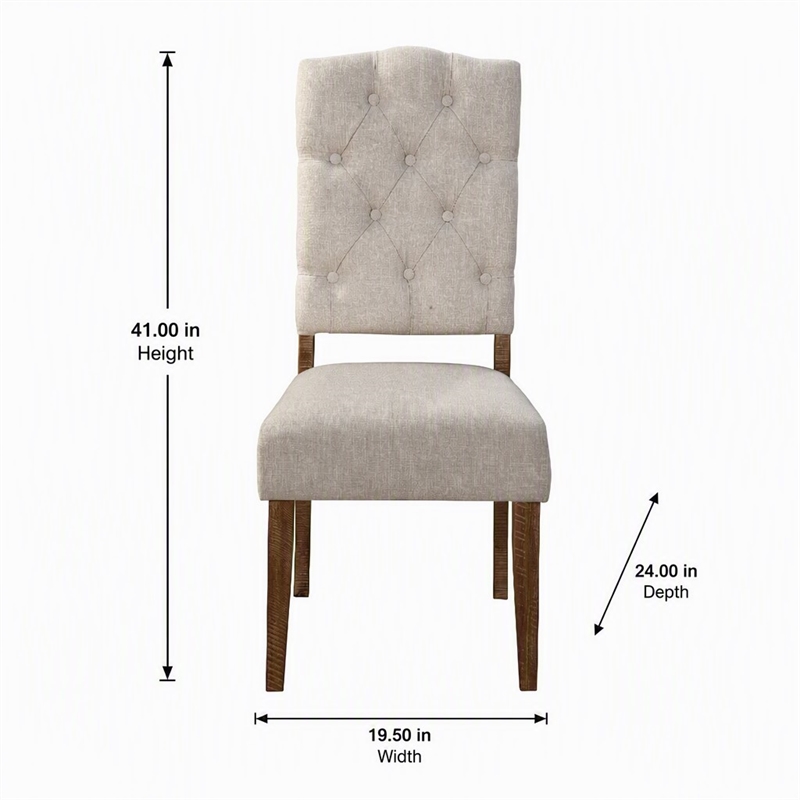 Pemberly Row Newberry Set of 2 Acacia Wood Side Chairs in Medium Brown
