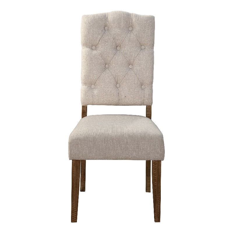Pemberly Row Newberry Set of 2 Acacia Wood Side Chairs in Medium Brown