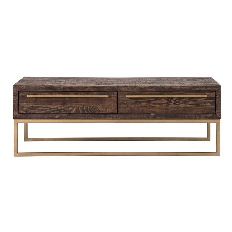 Pemberly Row Coffee Table in Reclaimed Pine Wood Smokey Taupe Finish
