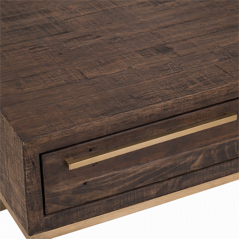 Pemberly Row Coffee Table in Reclaimed Pine Wood Smokey Taupe Finish