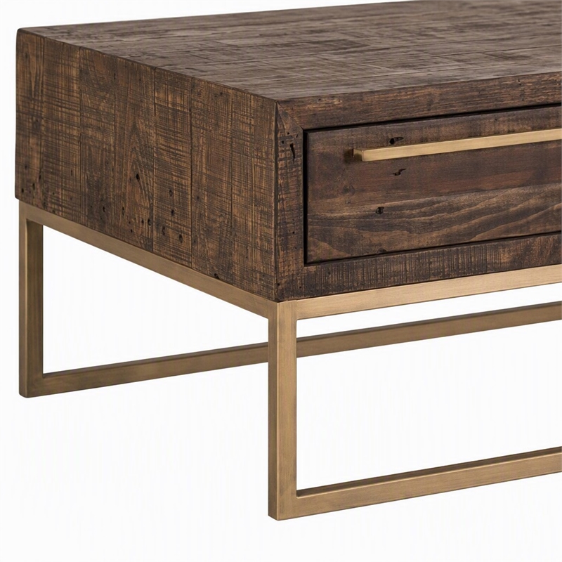 Pemberly Row Coffee Table in Reclaimed Pine Wood Smokey Taupe Finish