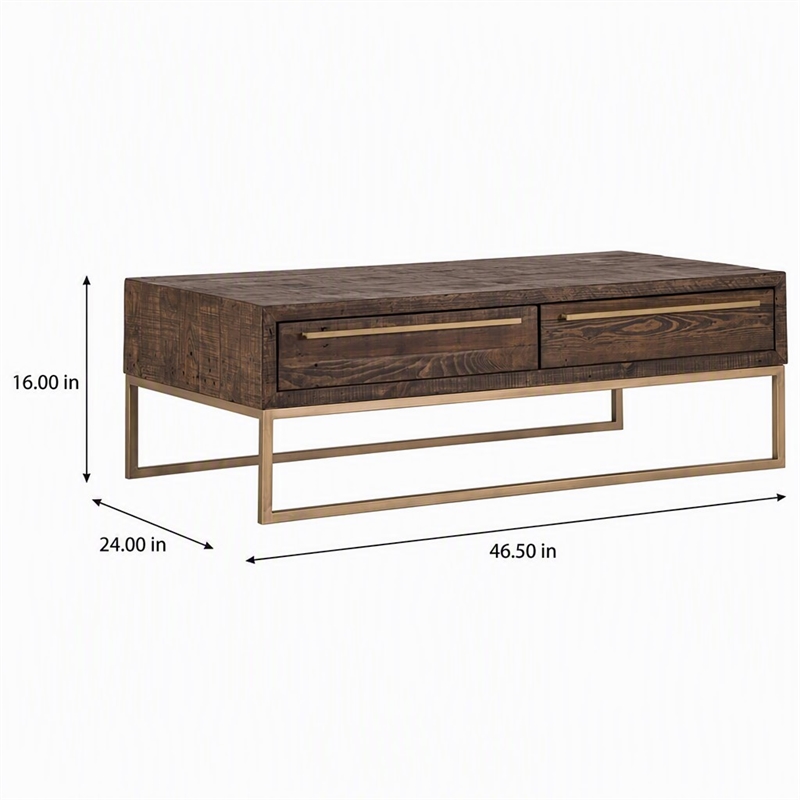 Pemberly Row Coffee Table in Reclaimed Pine Wood Smokey Taupe Finish