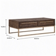 Pemberly Row Coffee Table in Reclaimed Pine Wood Smokey Taupe Finish