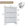 Pemberly Row Modern Fluted Shoe Cabinet with Flip Drawers in White