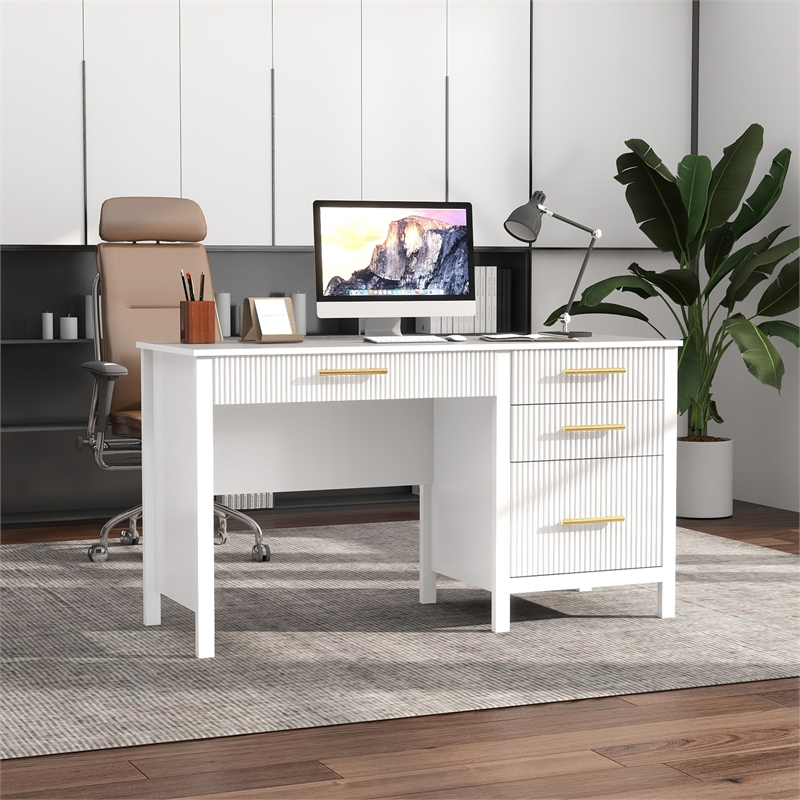 Pemberly Row 53.5 in Executive Desk with 4 Drawers and File Storage