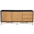 Pemberly Row Larsen TV Console in Mahogany Wood Black/Natural Finish