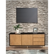 Pemberly Row Larsen TV Console in Mahogany Wood Black/Natural Finish
