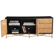 Pemberly Row Larsen TV Console in Mahogany Wood Black/Natural Finish