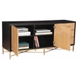 Pemberly Row Larsen TV Console in Mahogany Wood Black/Natural Finish