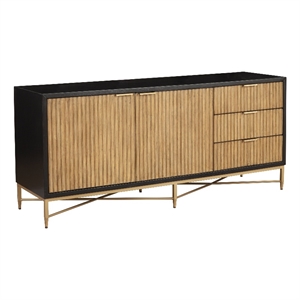 Pemberly Row Larsen TV Console in Mahogany Wood Black/Natural Finish