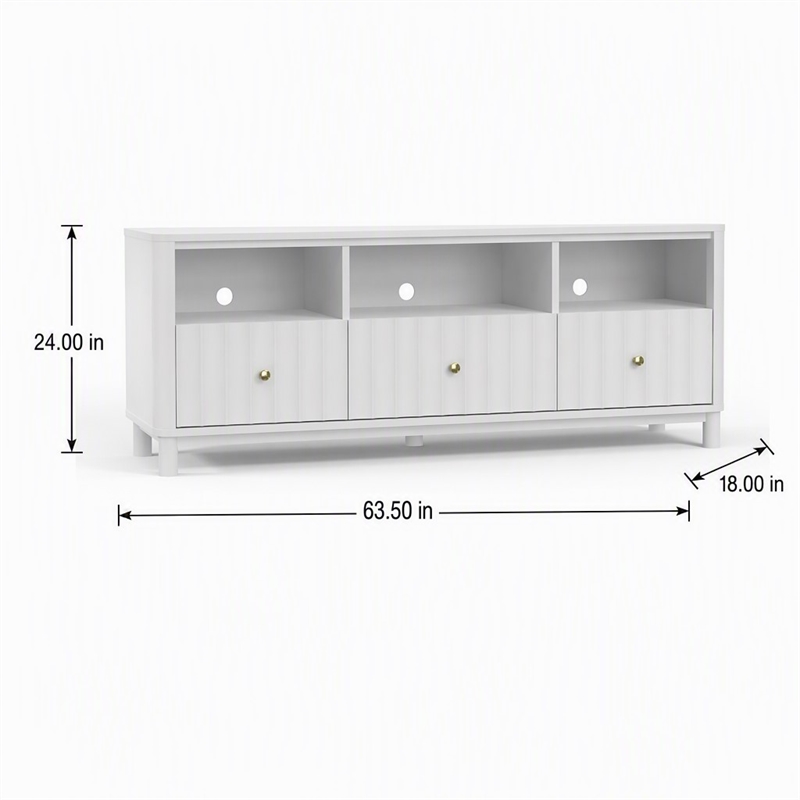 Pemberly Row Stapleton TV Console in Mahogany Wood White Finish