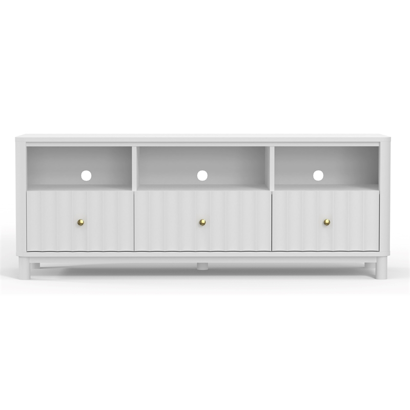 Pemberly Row Stapleton TV Console in Mahogany Wood White Finish