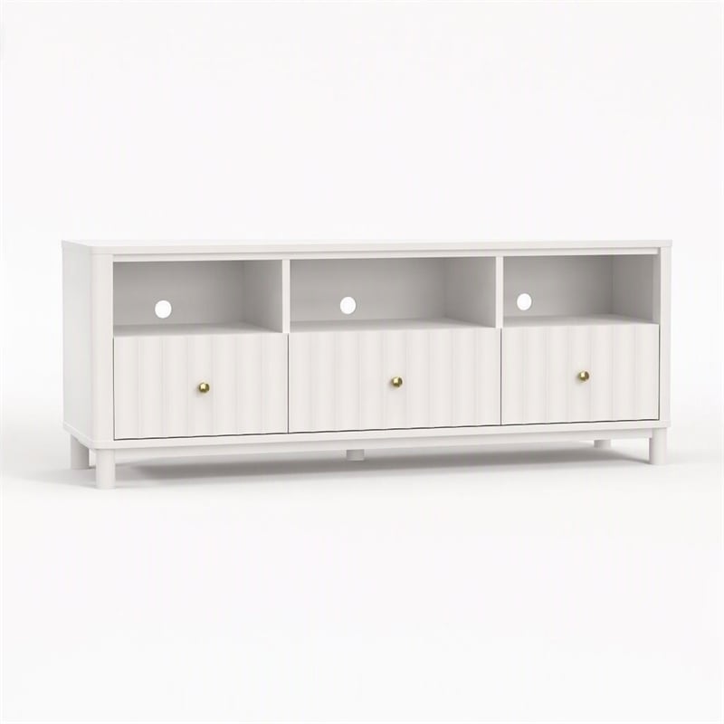 Pemberly Row Stapleton TV Console in Mahogany Wood White Finish