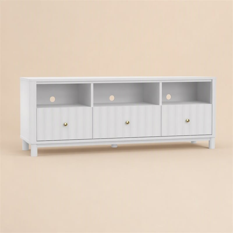 Pemberly Row Stapleton TV Console in Mahogany Wood White Finish