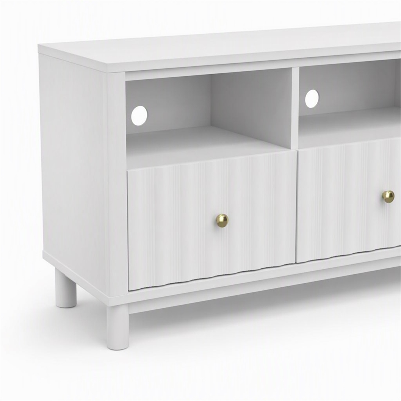 Pemberly Row Stapleton TV Console in Mahogany Wood White Finish