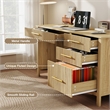 Pemberly Row Executive Desk with 4 Drawers and Filing Cabinet in Light Wood