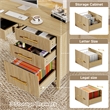 Pemberly Row Executive Desk with 4 Drawers and Filing Cabinet in Light Wood