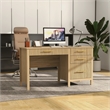 Pemberly Row Executive Desk with 4 Drawers and Filing Cabinet in Light Wood