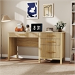 Pemberly Row Executive Desk with 4 Drawers and Filing Cabinet in Light Wood
