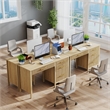 Pemberly Row Executive Desk with 4 Drawers and Filing Cabinet in Light Wood