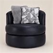 Pemberly Row Swivel Chair in Leather-Look Black Upholstery