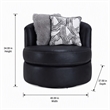 Pemberly Row Swivel Chair in Leather-Look Black Upholstery