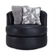 Pemberly Row Swivel Chair in Leather-Look Black Upholstery