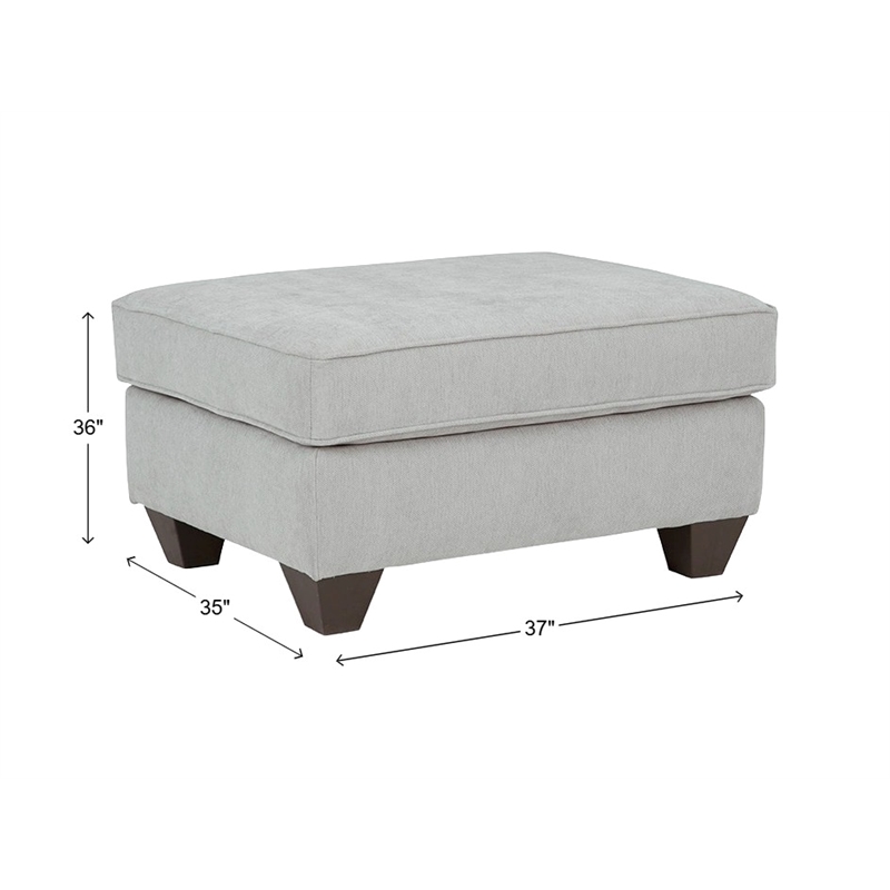 Pemberly Row Padded Ottoman in Soft Gray Microfiber Upholstery