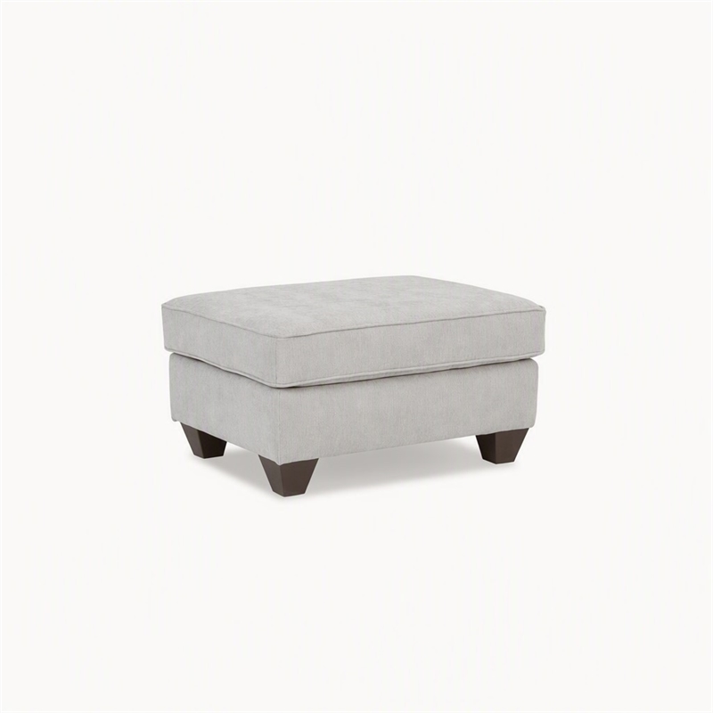 Pemberly Row Padded Ottoman in Soft Gray Microfiber Upholstery