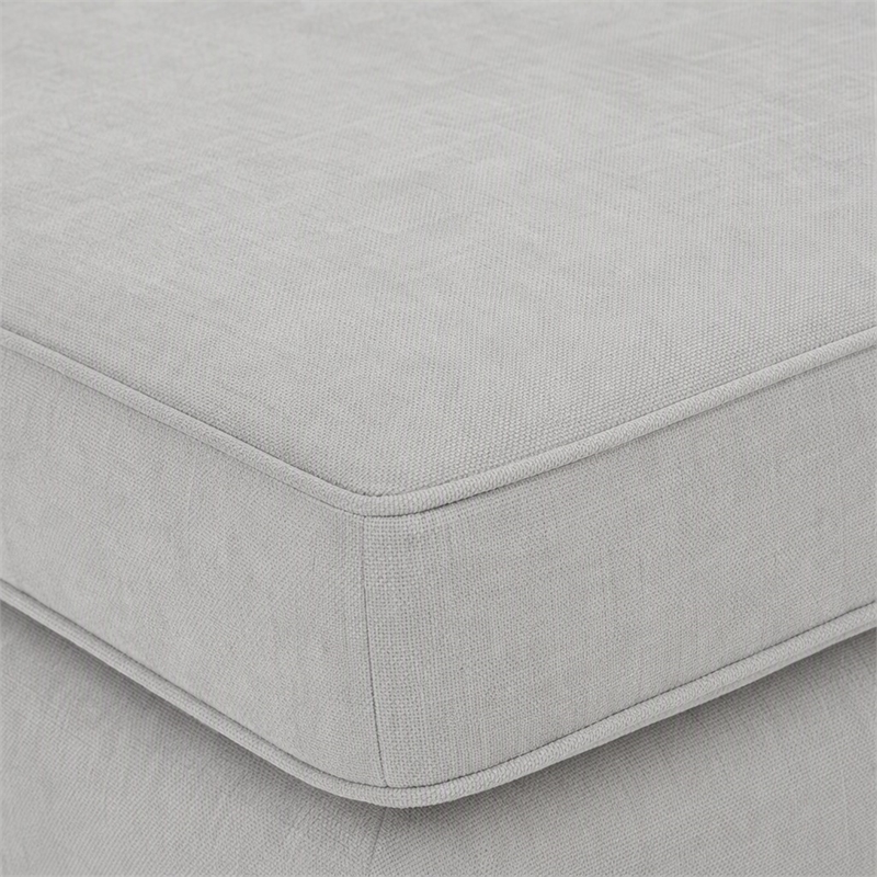 Pemberly Row Padded Ottoman in Soft Gray Microfiber Upholstery