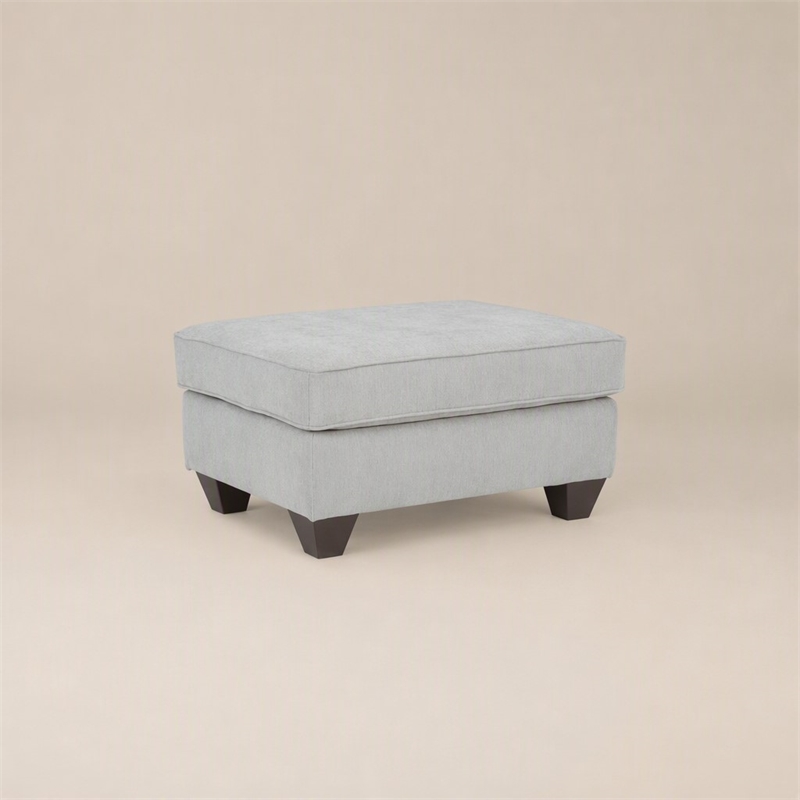 Pemberly Row Padded Ottoman in Soft Gray Microfiber Upholstery