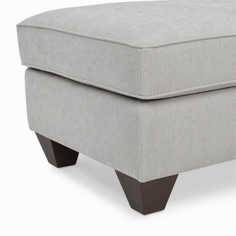 Pemberly Row Padded Ottoman in Soft Gray Microfiber Upholstery