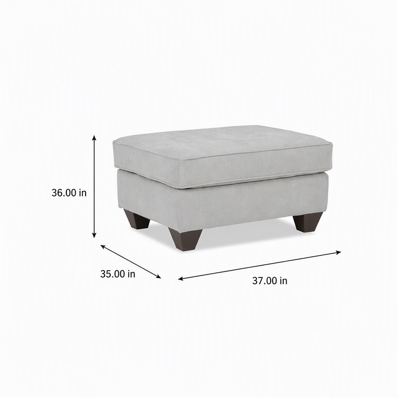 Pemberly Row Padded Ottoman in Soft Gray Microfiber Upholstery