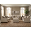 Pemberly Row Ottoman in Neutral Cream Fabric Upholstery